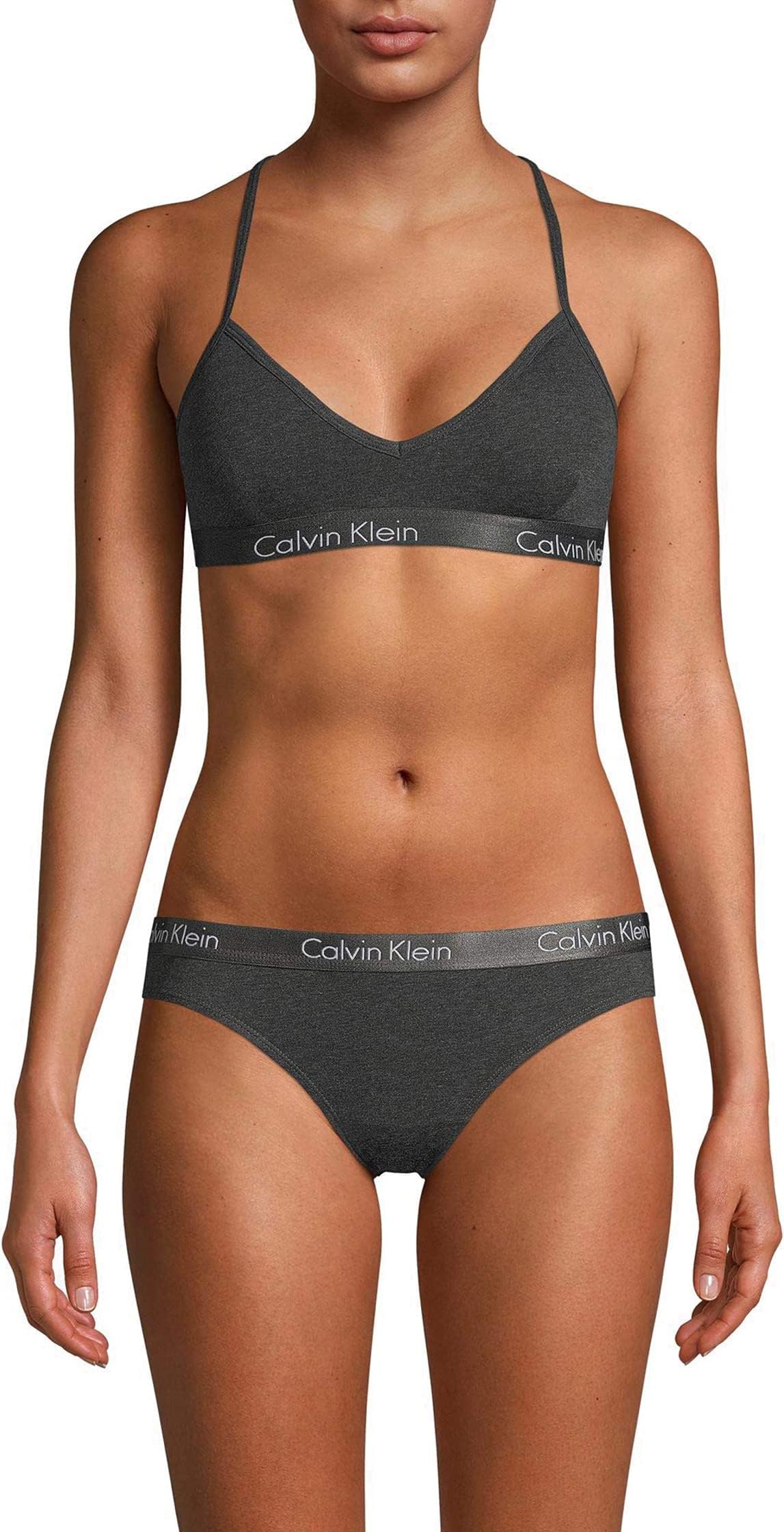 Calvin Klein Women's Lightly Lined Cotton Bra Charcoal Heather color