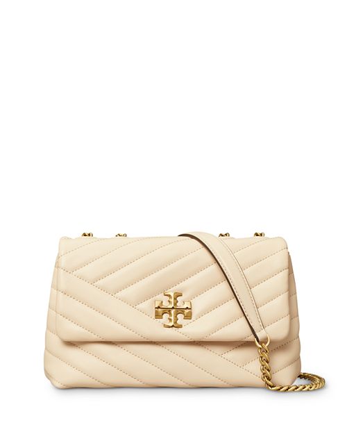 Small Kira Chevron Tory Burch Leather Crossbody Bag, White