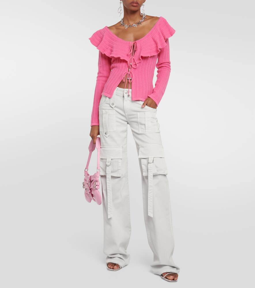 BLUMARINE wool top with ruffles, pink