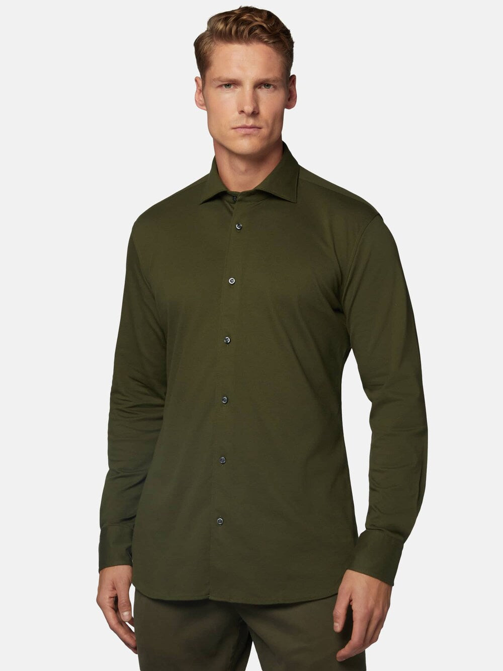 Boggi Milano Regular Fit Button-Up Shirt, Olive