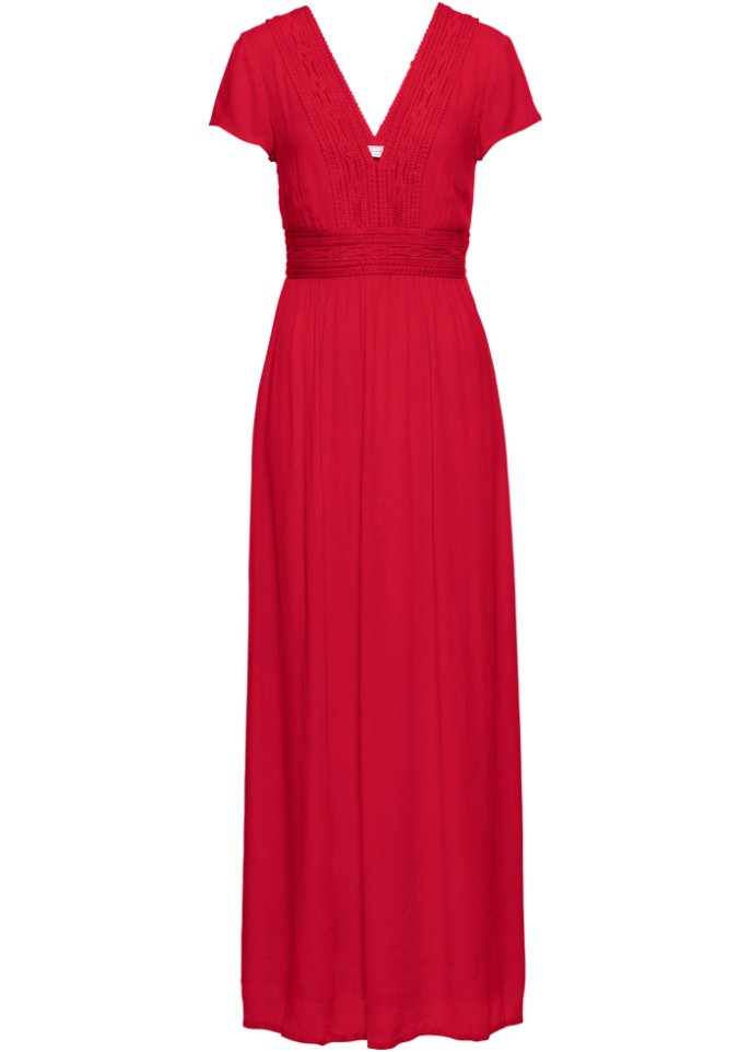 Summer maxi dress with Bodyflirt lace, red