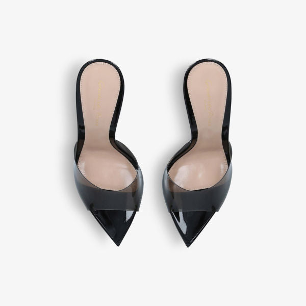 Elle heeled mules in leather and PVC Gianvito Rossi, black