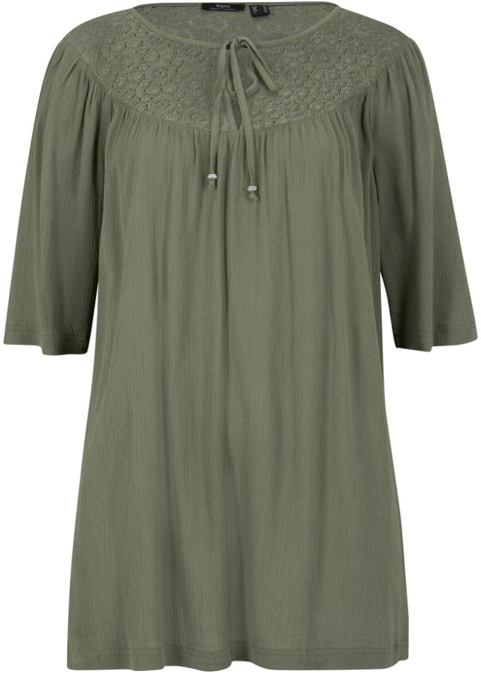 Long tunic from half sleeve header Bpc Bonprix Collection, green