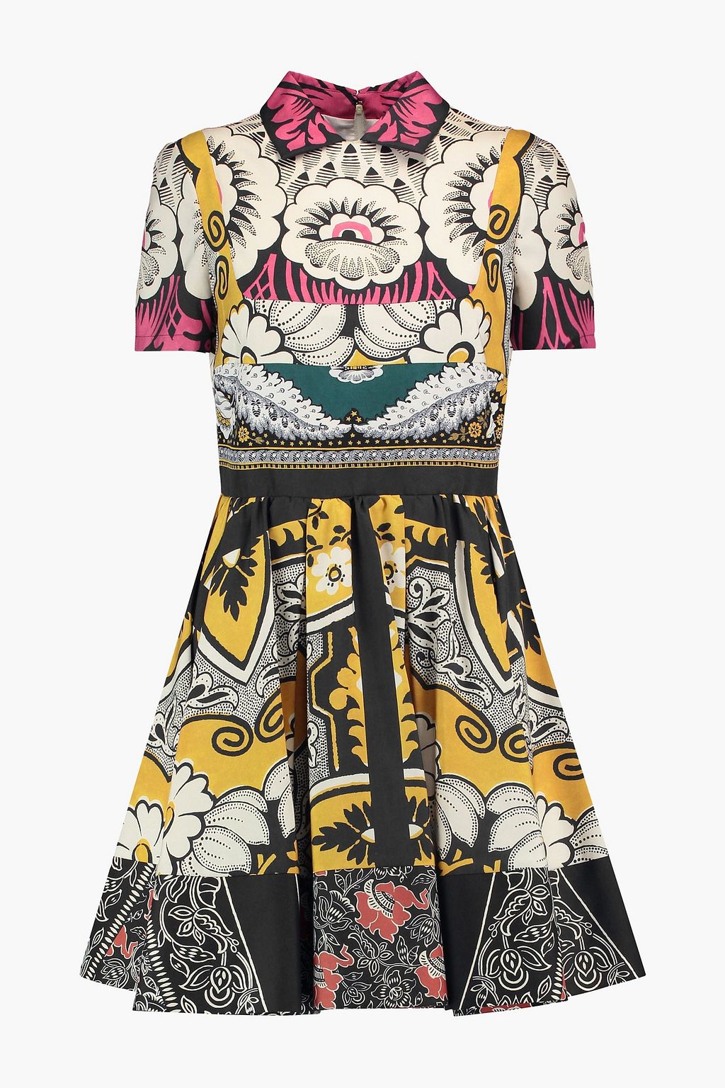 Pleated silk dress with VALENTINO GARAVANI print, multicolor