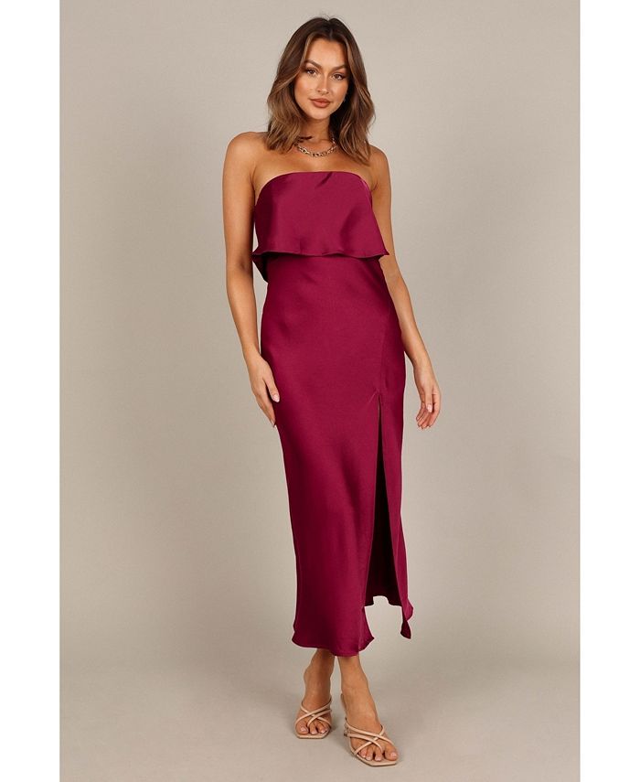 Women's Vienna Petal and Pup Strapless Midi Dress, Purple