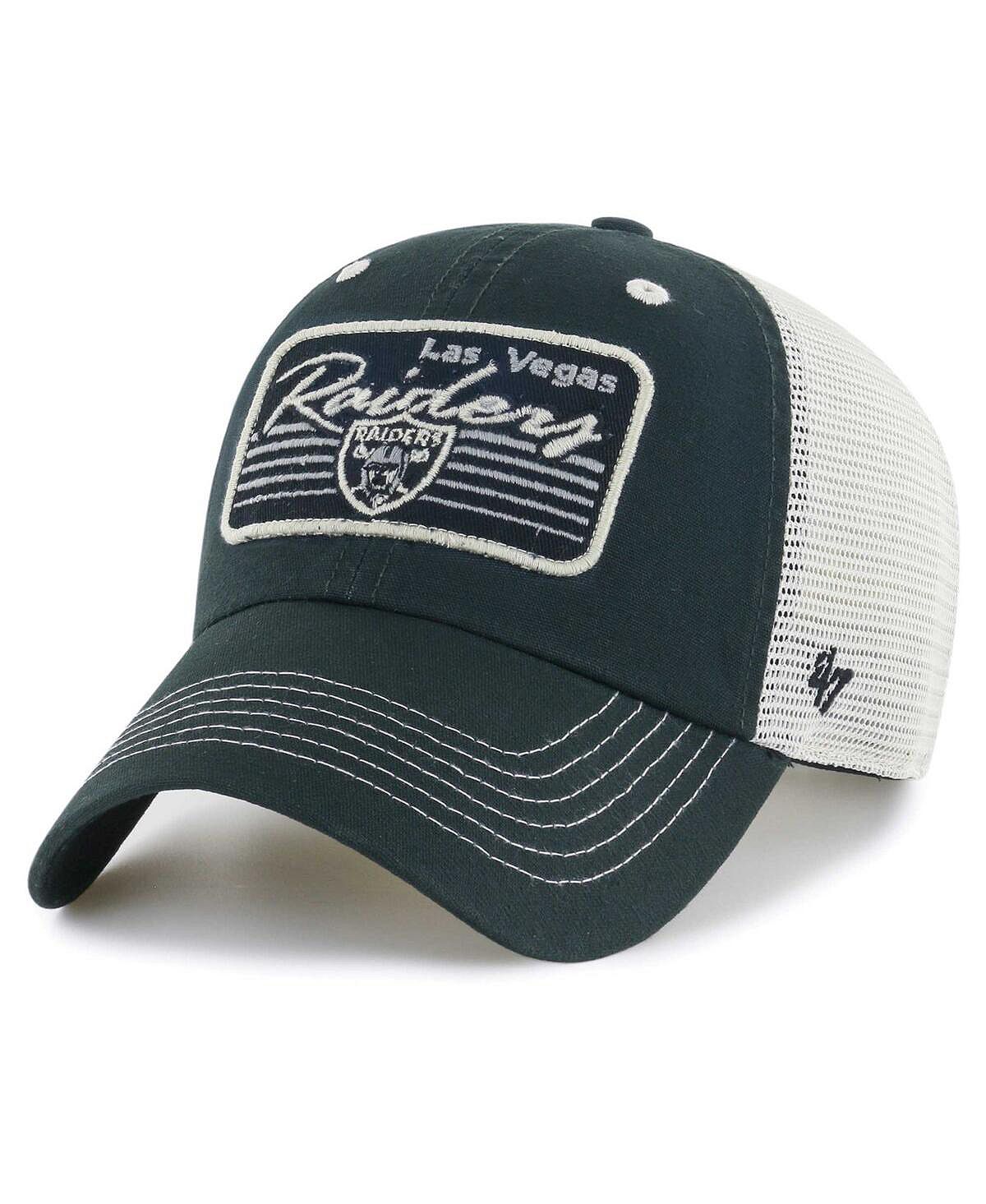 Men's Black Natural Adjustable Las Vegas Raiders Five Point Trucker Clean Up '47 Brand Cap