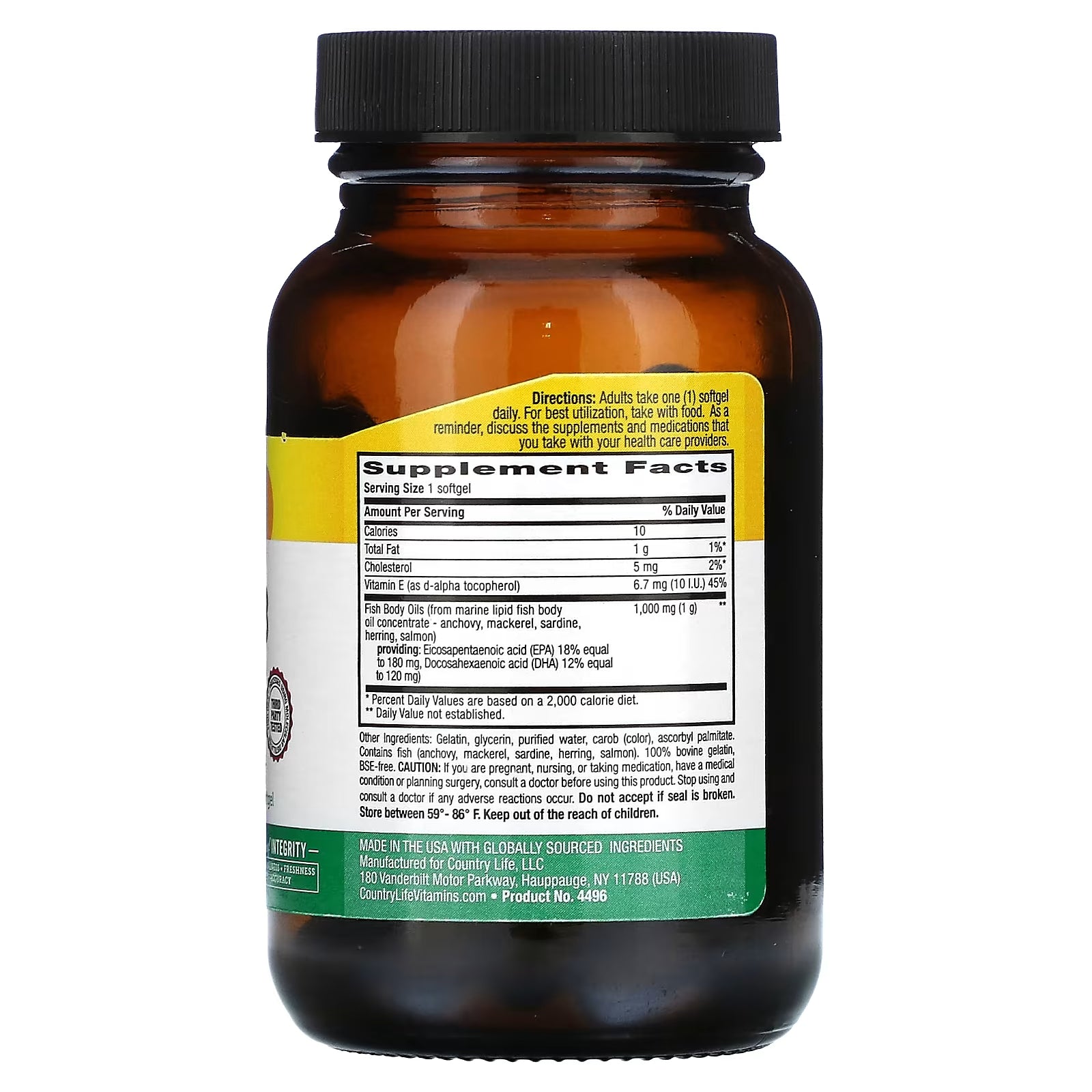 Country Life Natural Omega-3, 1000 mg, 50 Softgels