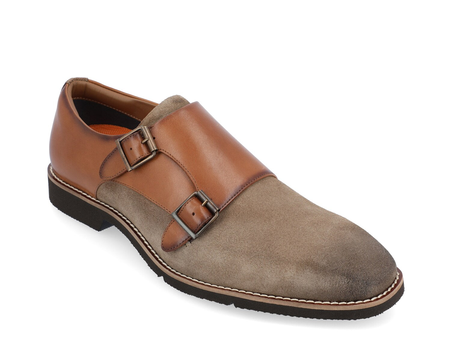 Thomas & Vine Artemis Monk Slip-on with Strap, Brown/Dark Gray