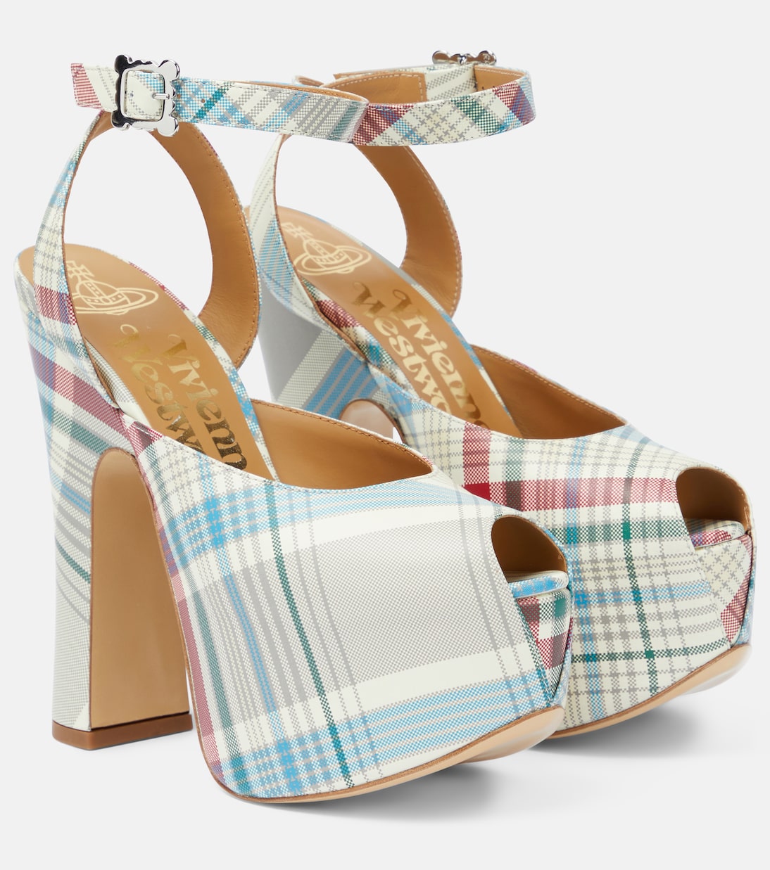 Vargas Vivienne Westwood checkered leather platform shoes, multicolor