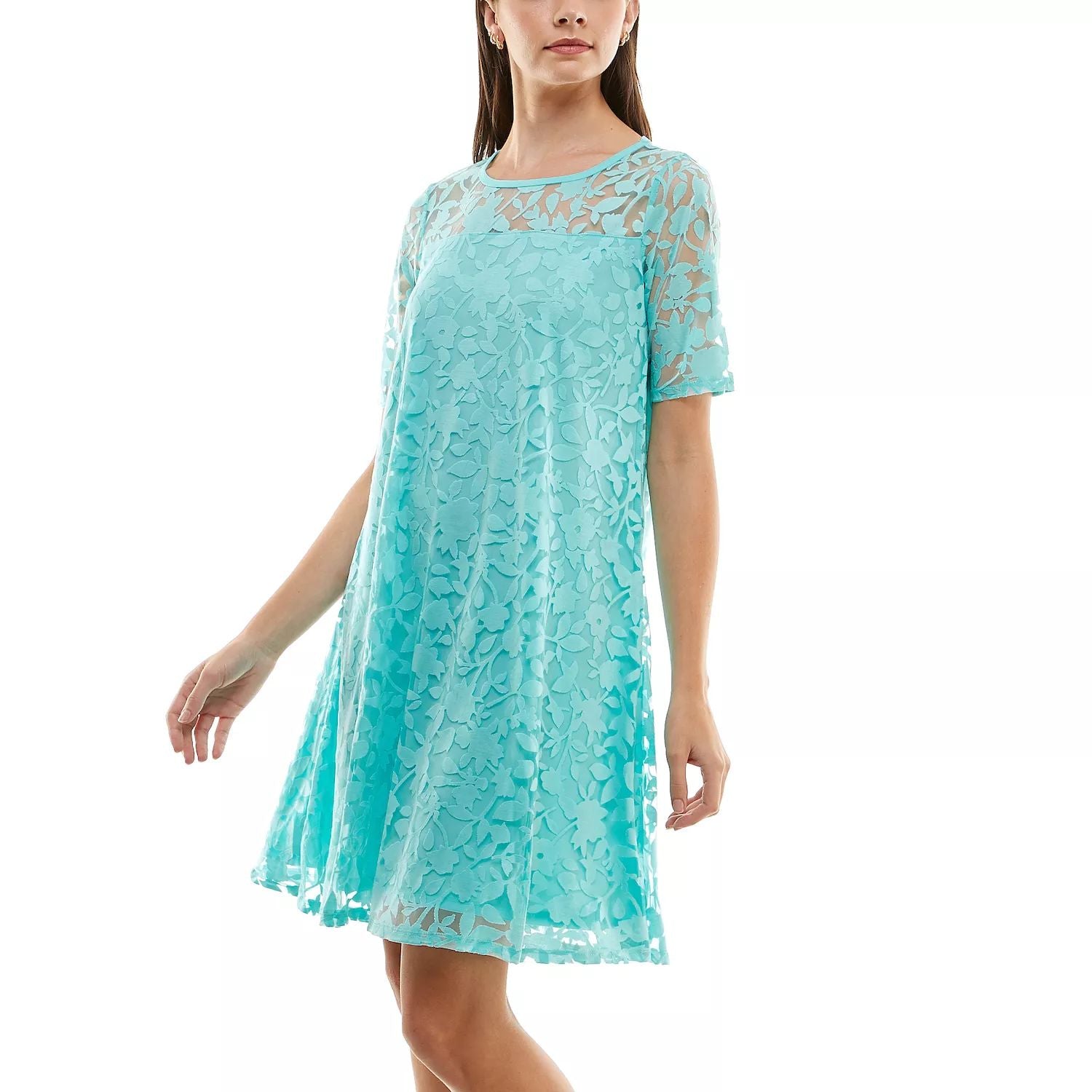 Women's faded lace shift dress Nina Leonard Nina Leonard