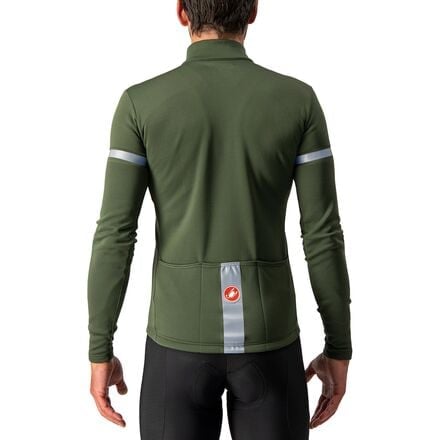 Fondo Jersey Full Zip Long Sleeve Men's Castelli Military Green/Silver Reflex color