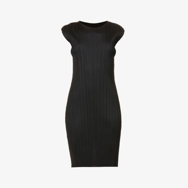 Pleats Please Issey Miyake Pleated Knit Sleeveless Midi Dress, Black