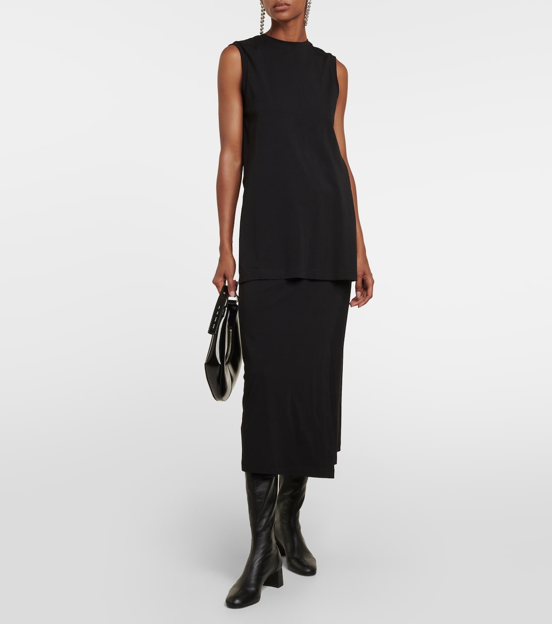 Proenza Schouler white label cotton jersey midi dress, black