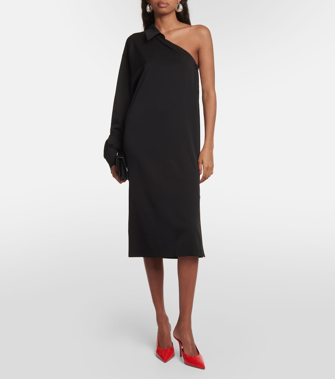 Sportmax silk georgette zurca mini dress, black