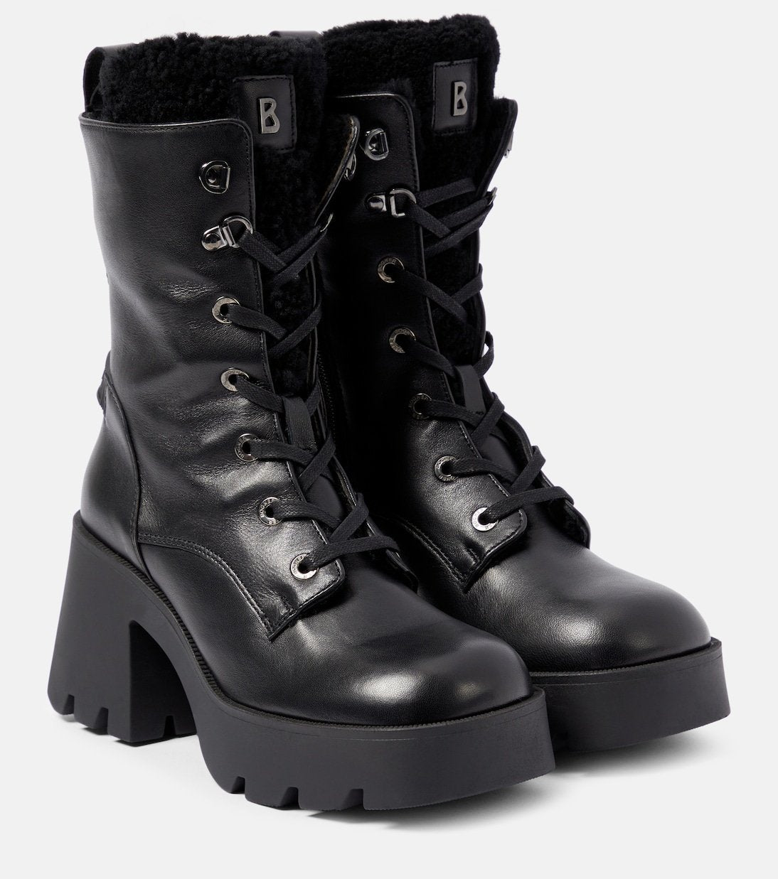 Seoul Combat Boots with Bogner Sheepskin Lining, Black