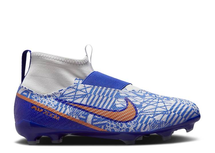 حذاء Nike ZOOM MERCURIAL SUPERFLY 9 PRO CR7 FG GS 'AZULEJO' باللون الأبيض