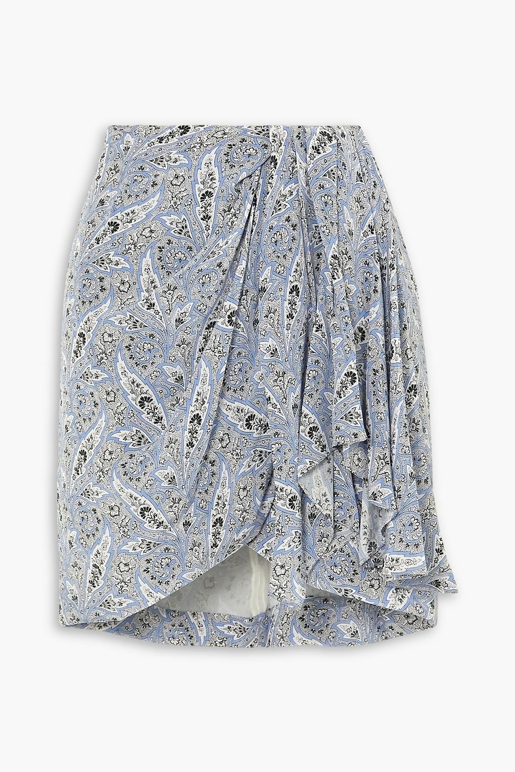 Ixori miniskirt in silk crepe de Chine with draping and paisley print ISABEL MARANT blue