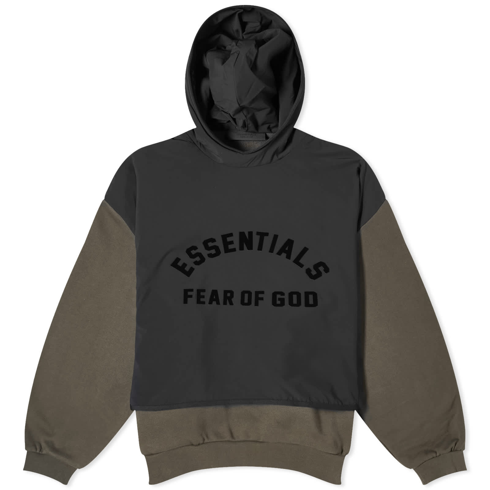 هودي من الصوف الربيعي من Fear Of God Essentials باللونين الأسود الداكن والأسود النفاث