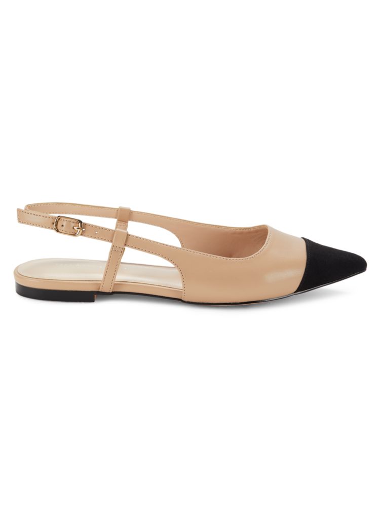 Saks Fifth Avenue Samantha Two-Tone Flat Shoes in Nude Black