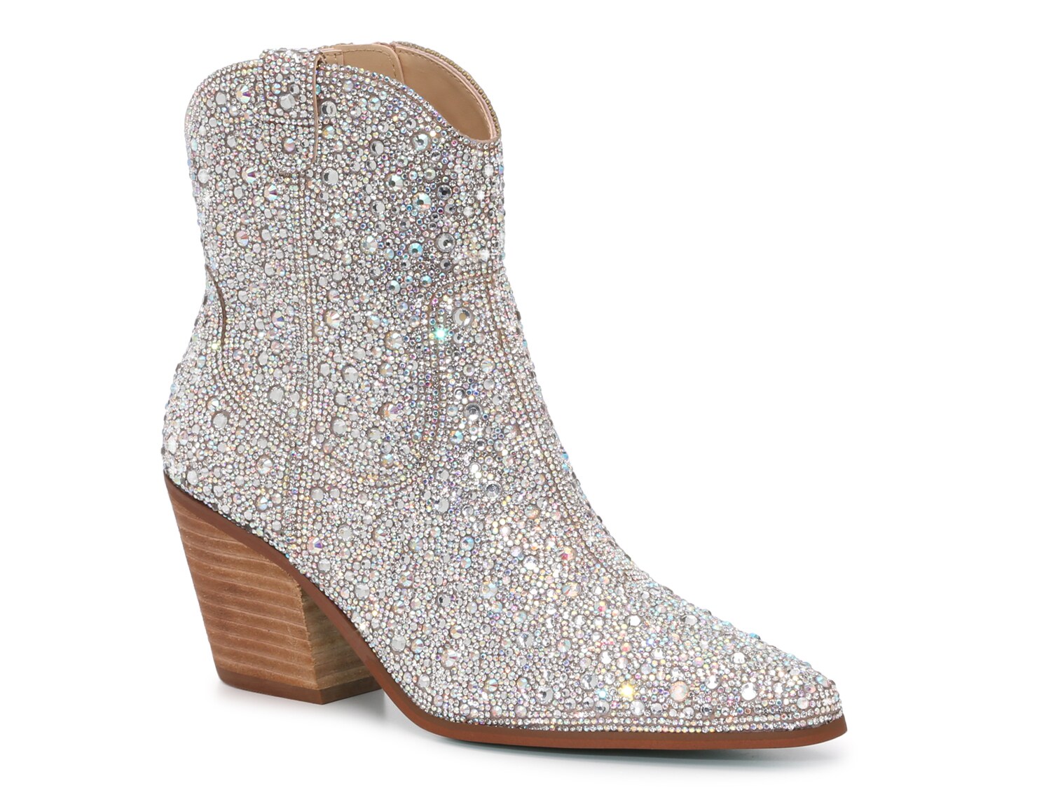 Betsey Johnson Emory Rhinestone Western Boot, Metallic Silver