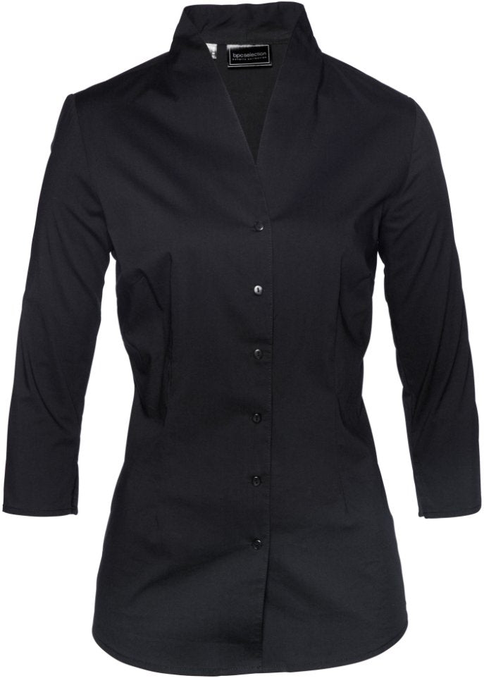 Blouse with stand-up collar Bpc Selection, black