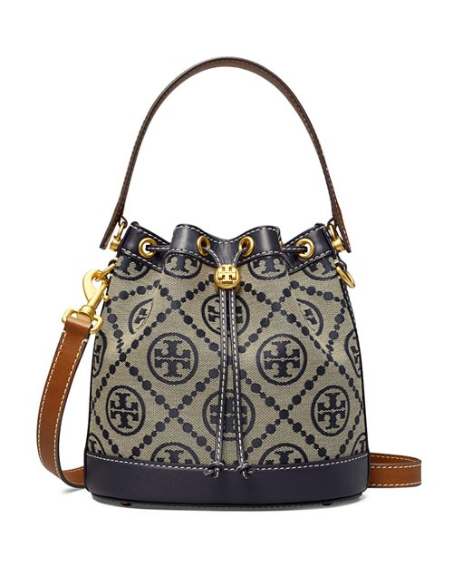 Tory Burch T Monogram Jacquard Bucket Bag in Blue