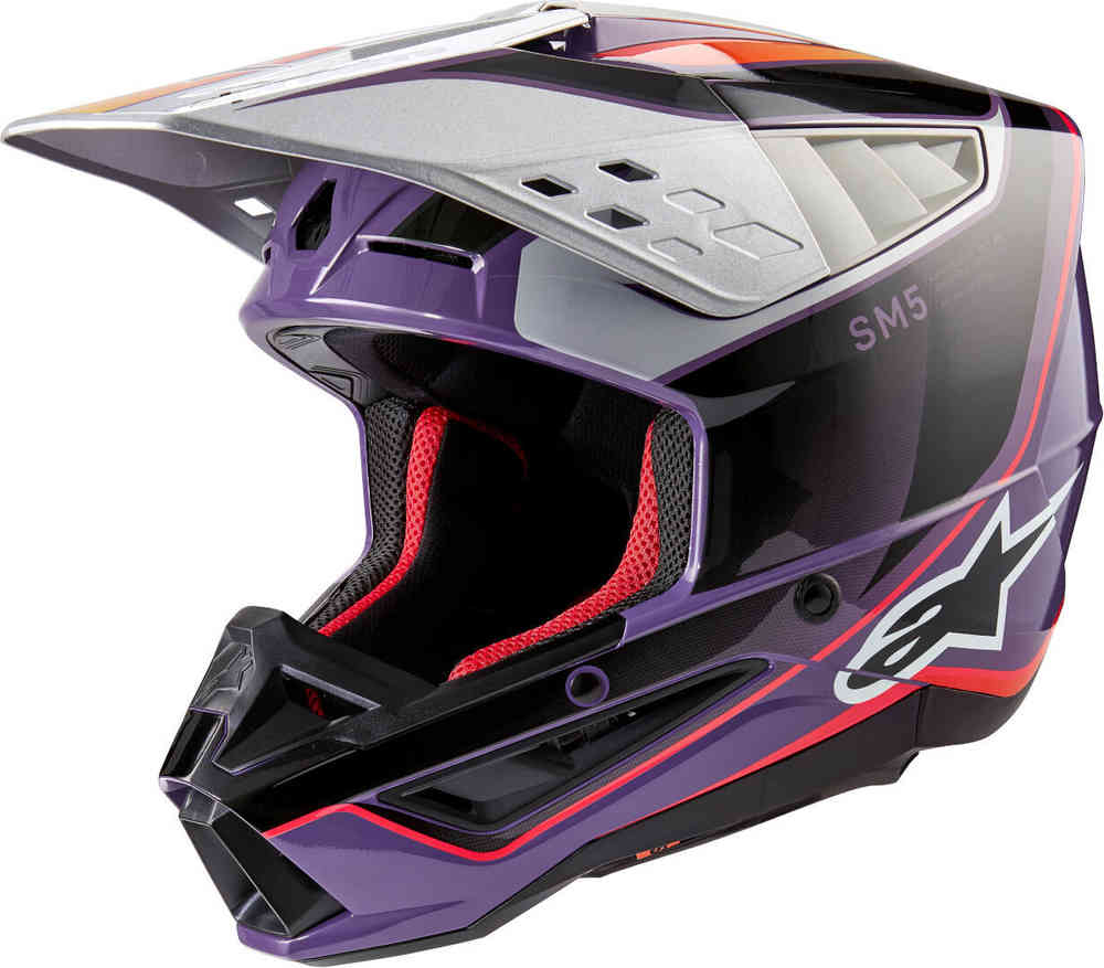 S-M5 Sail 2024 Alpinestars Motocross Helmet Black/Purple/Silver