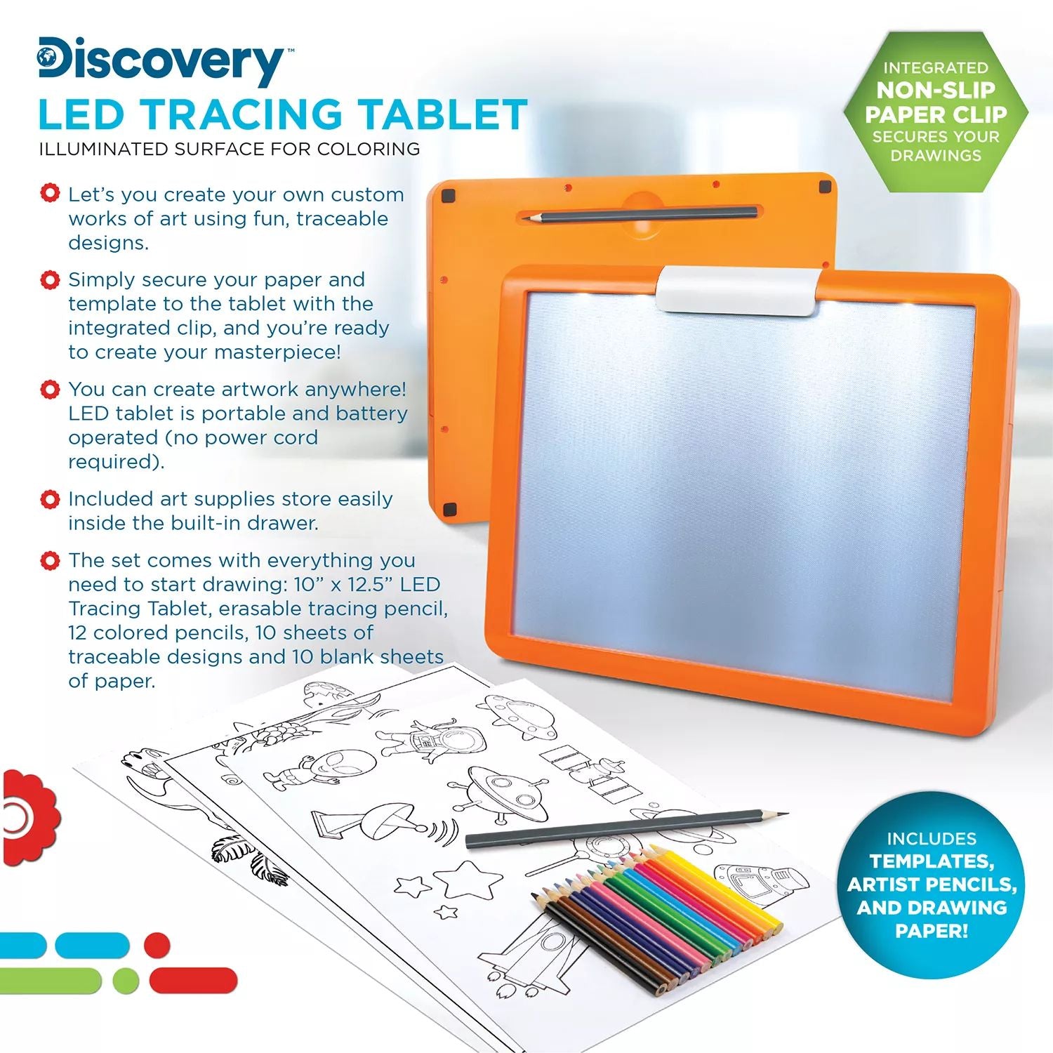 Discovery 34-Piece LED Tracking Tablet Set with Discovery LED Light