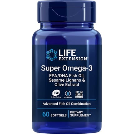 Super Omega-3 Epa/Dha with Sesame Lignans and Olive Extract, 60 Softgels Life Extension