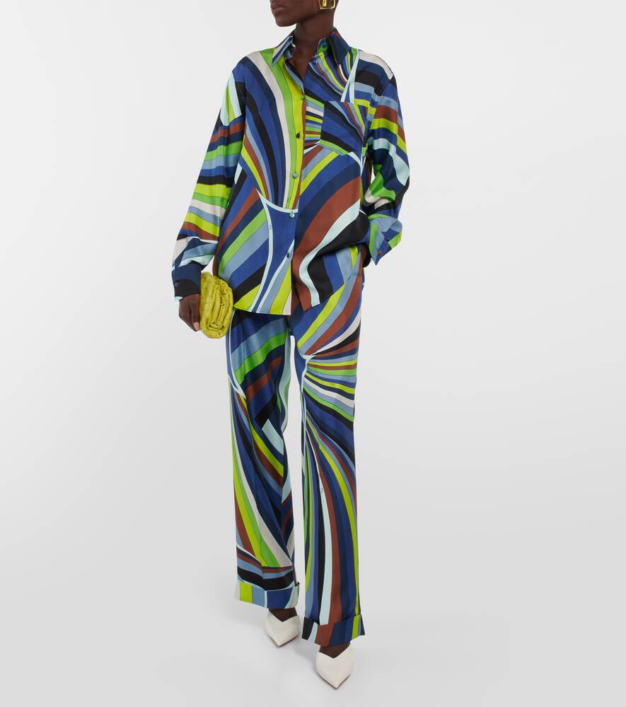 Silk twill shirt with PUCCI print, green