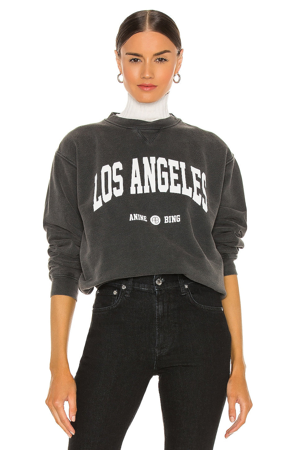 ANINE BING Ramona University Sweatshirt, Washed Black