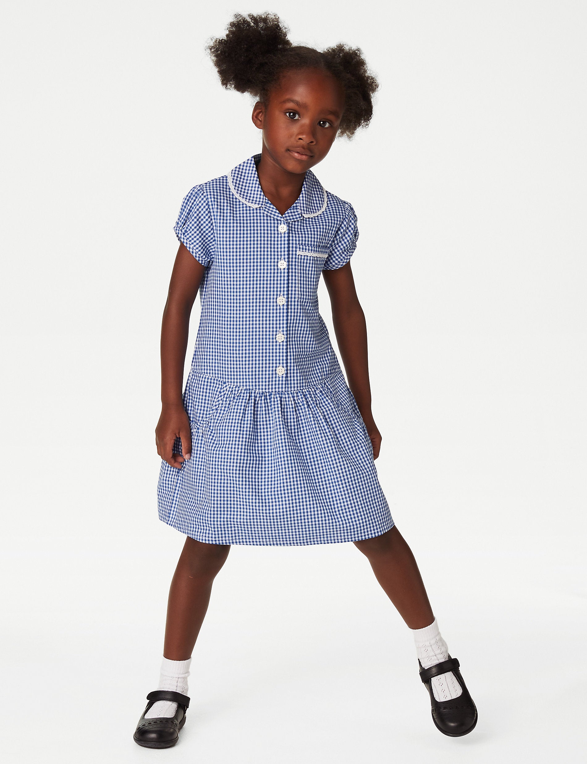 2 Pack Gingham Cotton School Dresses for Girls (2-14 Years) Marks & Spencer