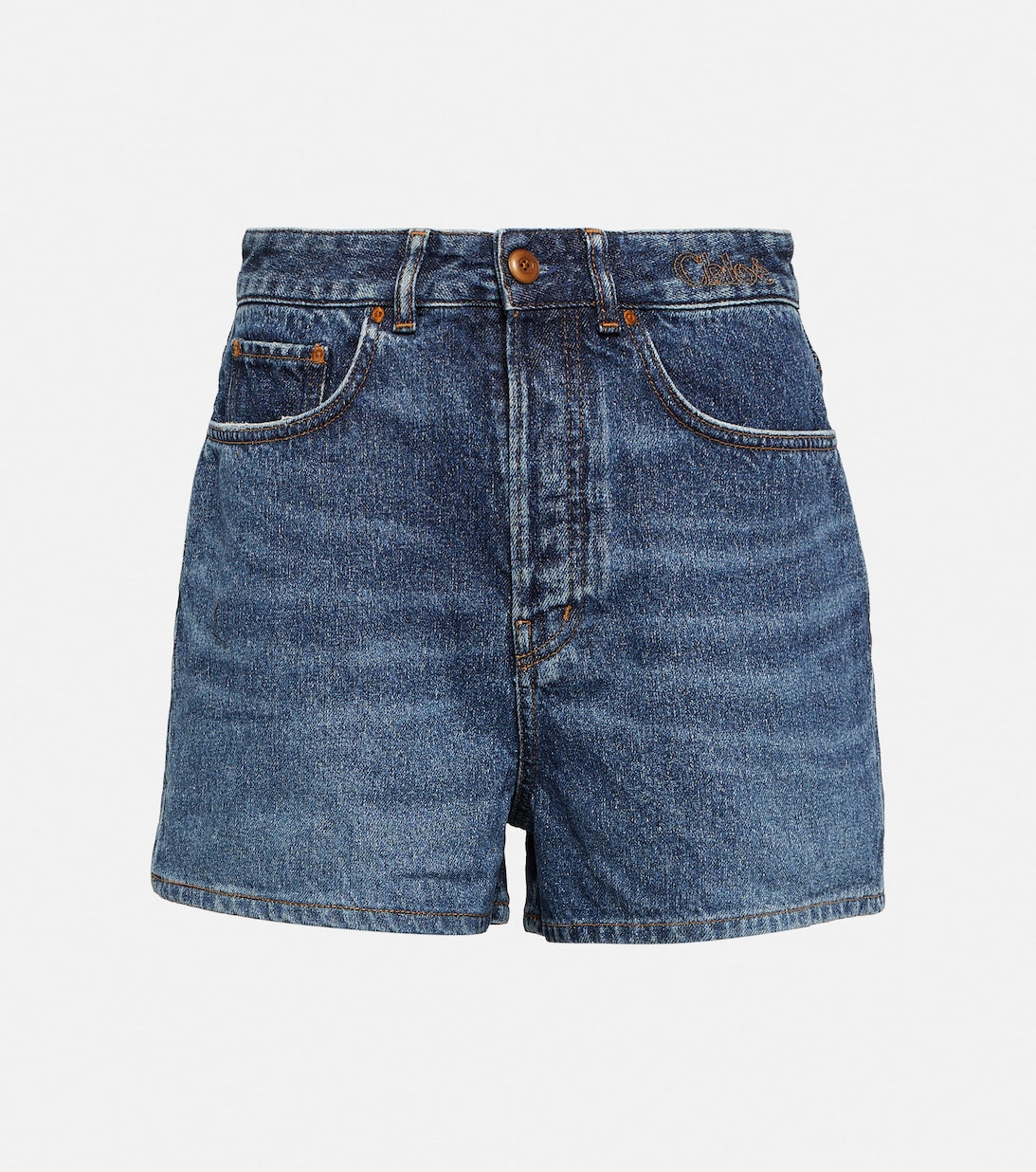 CHLOÉ High Waist Denim Shorts, Blue