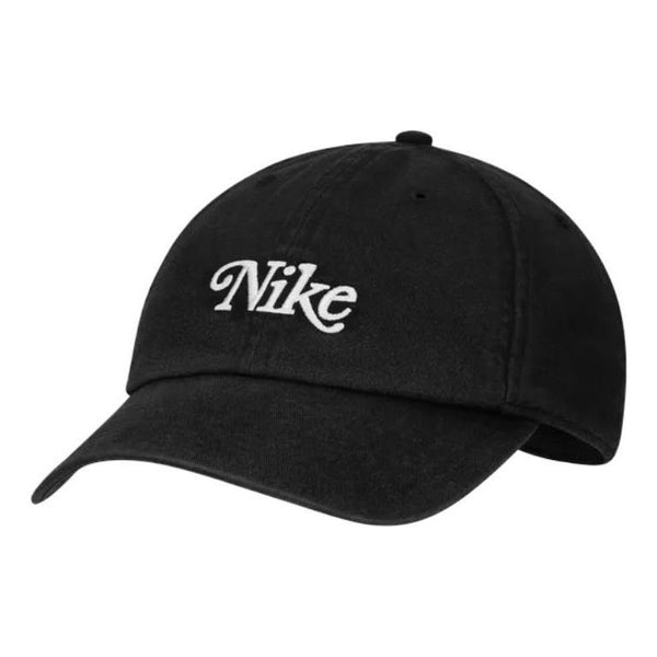 قبعة الجولف Nike Heritage 86 Washed Strapback باللون الأسود، أسود