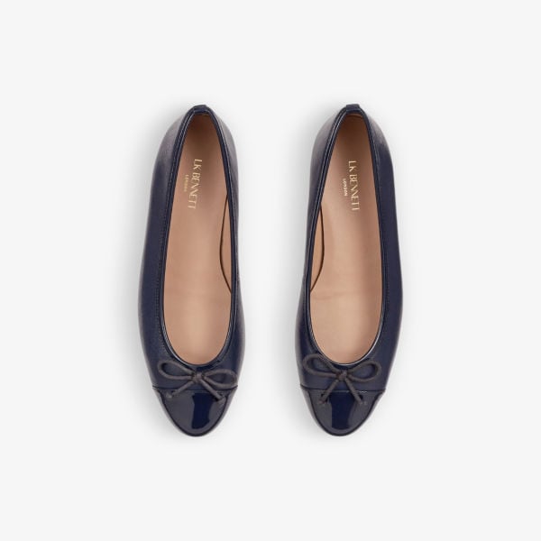 Kara leather ballet flats with Lk Bennett toe, navy