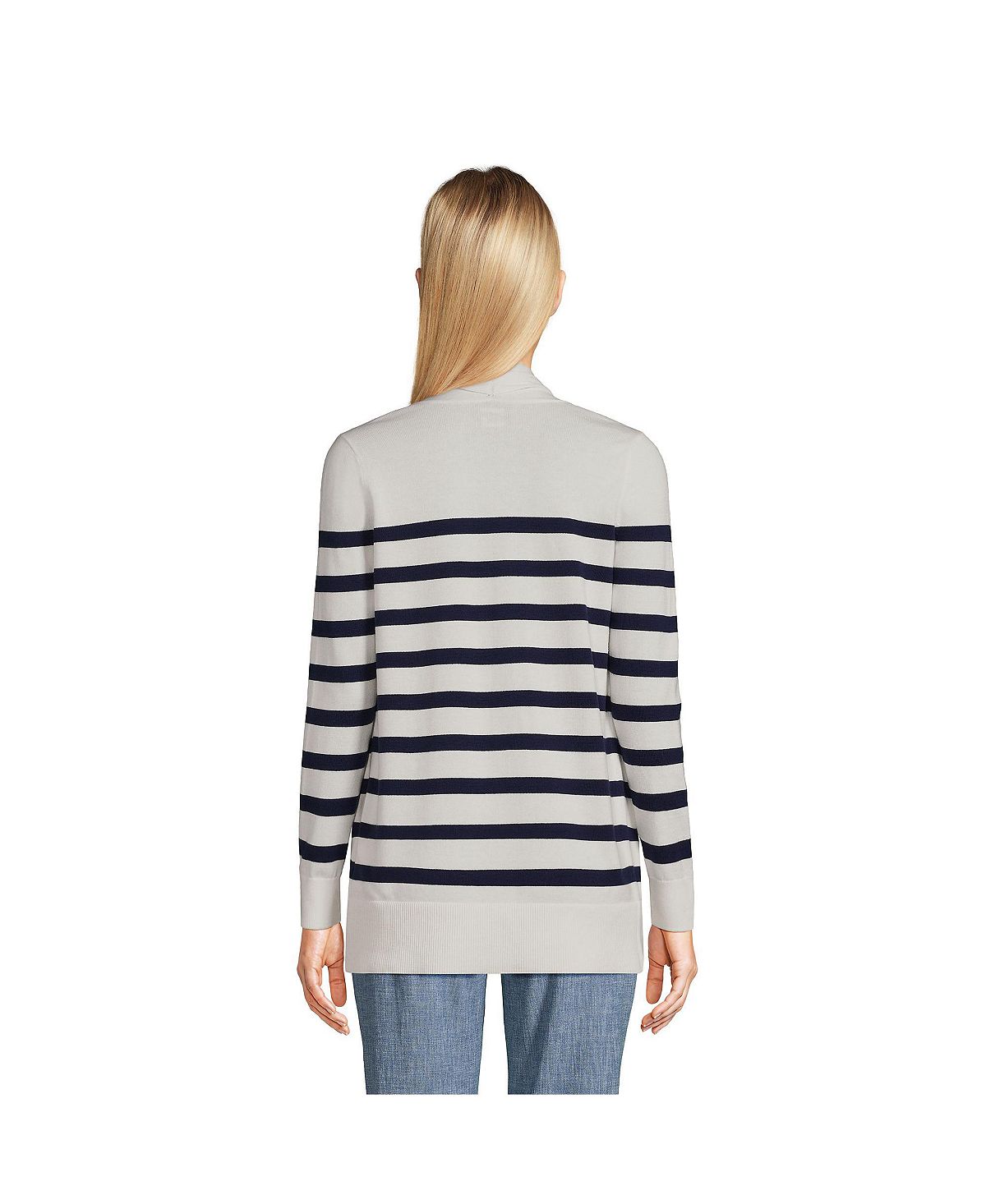 Lands' End Women's Cotton Cardigan with Open Sleeves and Sweater