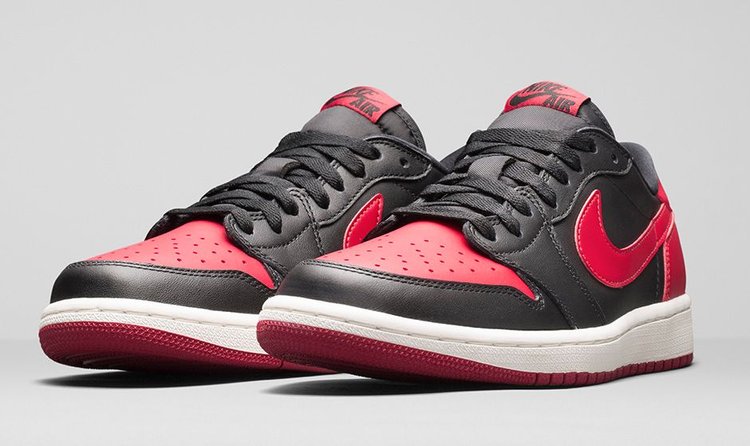 حذاء Air Jordan 1 Retro Low OG GS "Bred" باللون الأسود