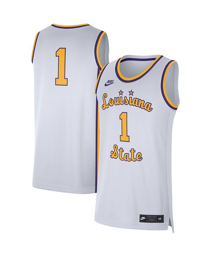 قميص كرة السلة LSU Tigers Replica للرجال باللون الأبيض رقم 1 من Nike، باللون الأبيض