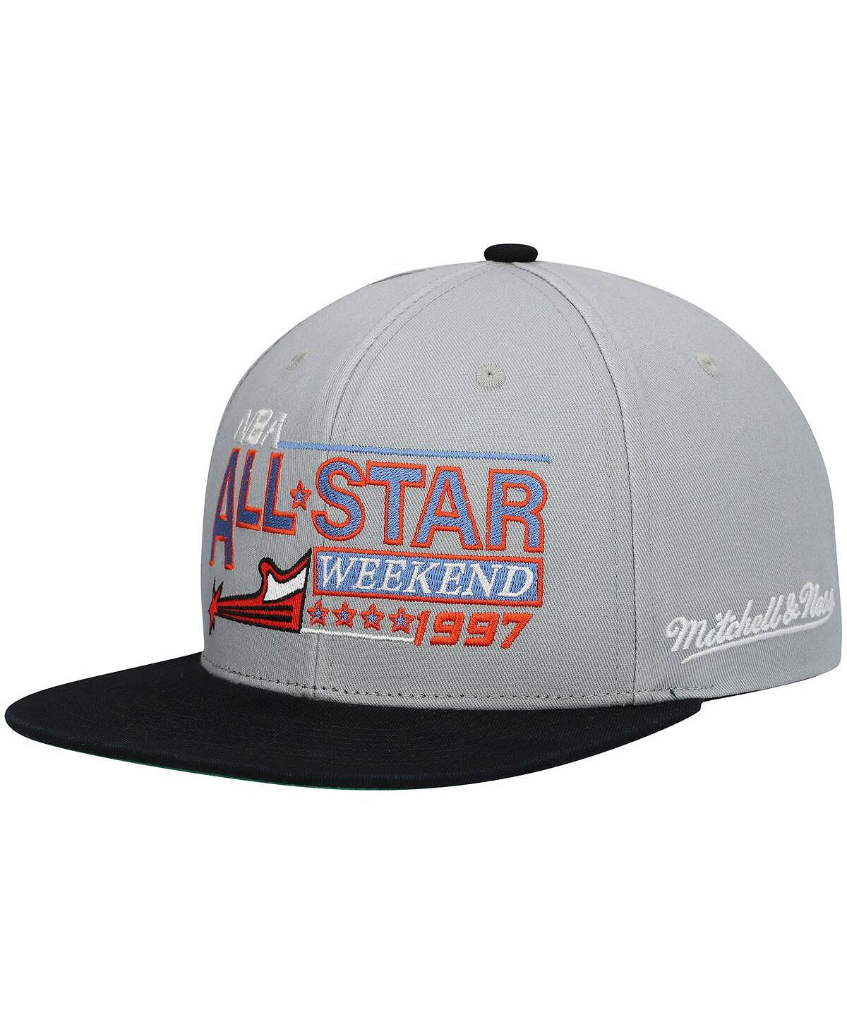 قبعة Mitchell &amp; Ness للرجال باللون الرمادي من 1997 NBA All-Star Game Snapback باللون الخشبي