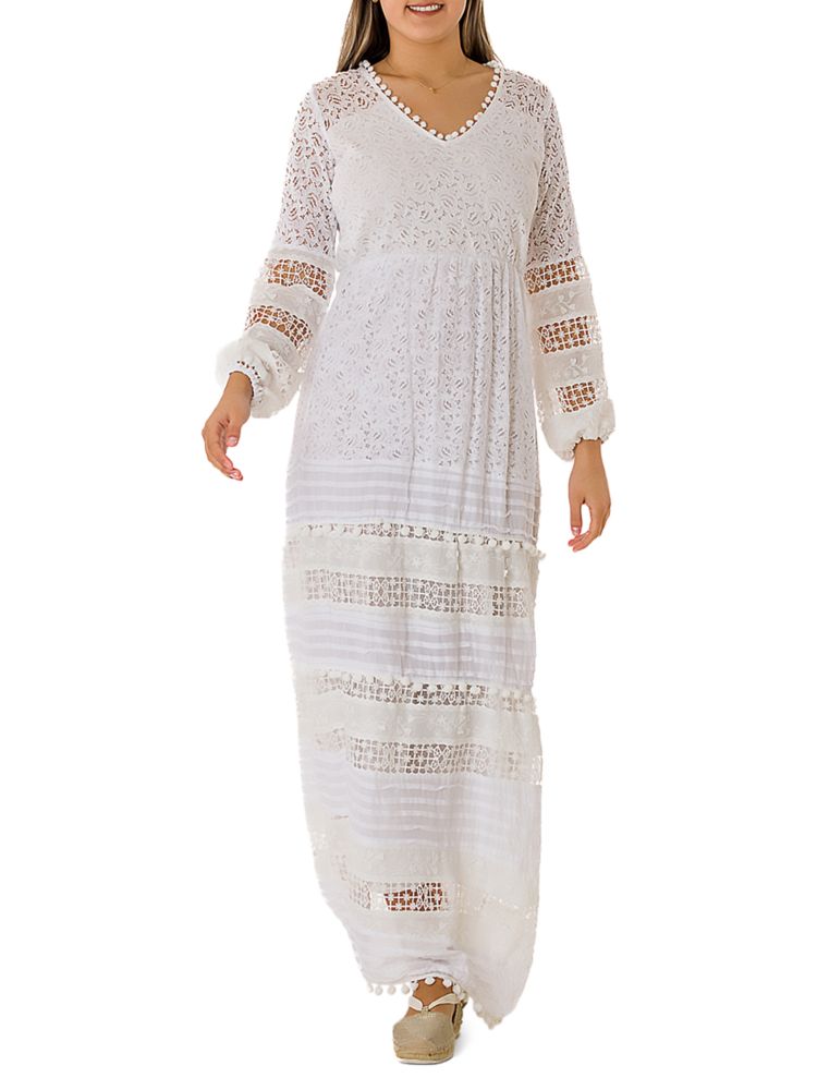 Ranee'S lace maxi dress, white