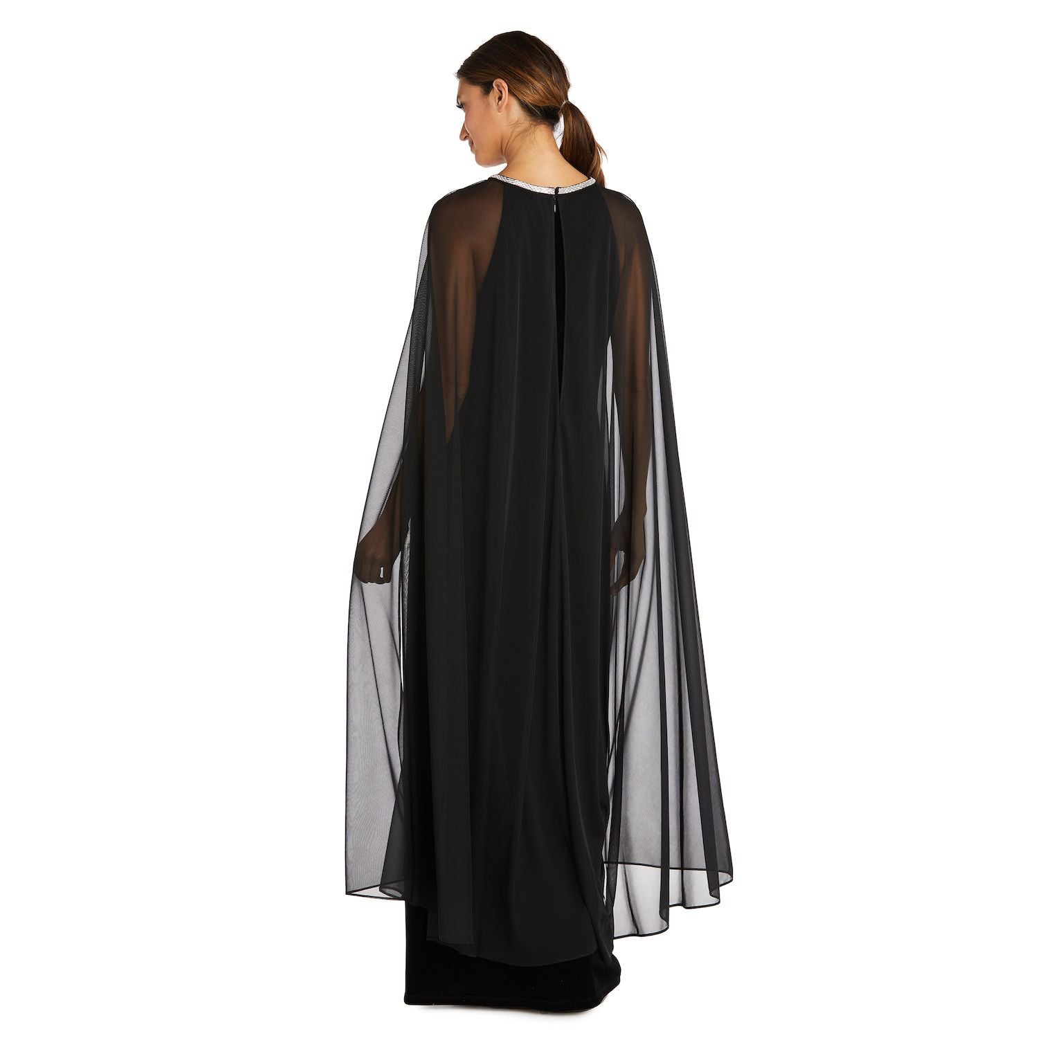 R&M Richards Women's Velvet Dress with Rhinestones and R&M Richards Chiffon Cape