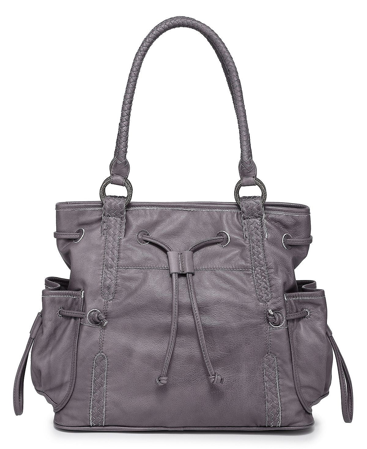 Women's large Brassia bag made of genuine leather OLD TREND, gray