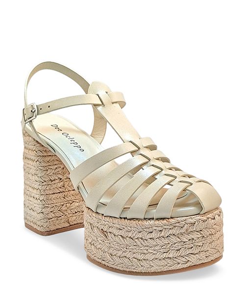 Dee Ocleppo Women's Tulum High Heel Espadrille Fisherman Sandals Ivory/Cream color