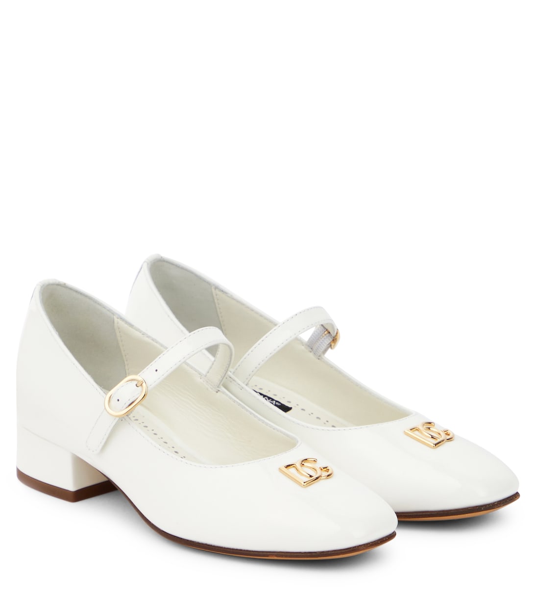 Patent Mary Jane shoes with Dolce&Gabbana logo, white