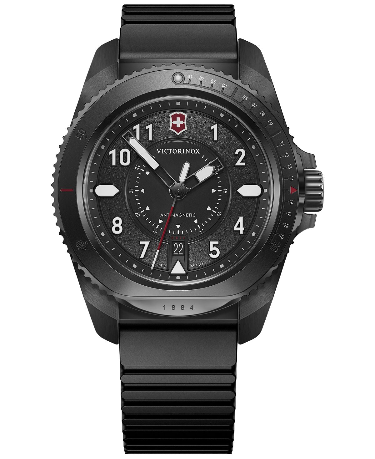 Men's watch Swiss Journey 1884 with black rubber strap, 43 mm Victorinox