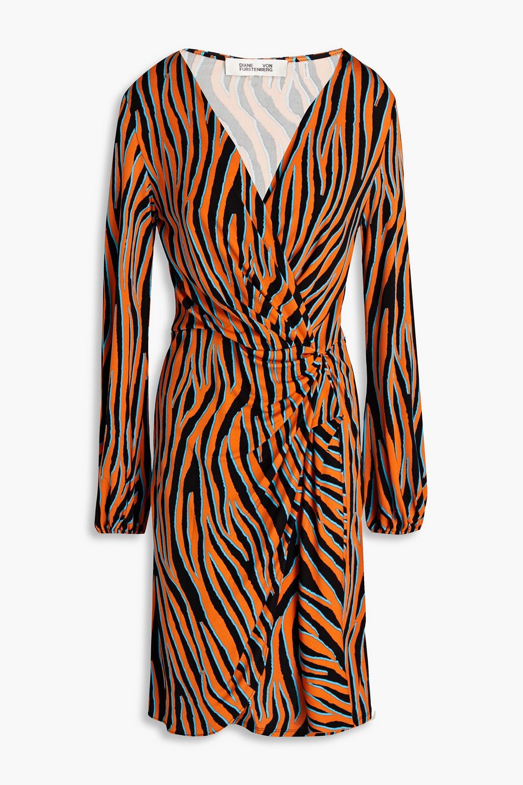 Toronto wrap jersey mini dress with zebra print DIANE VON FURSTENBERG, orange