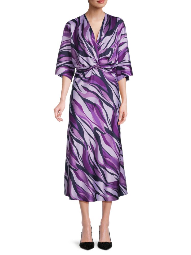 Renee C. Weave Satin Midi Dress, Purple