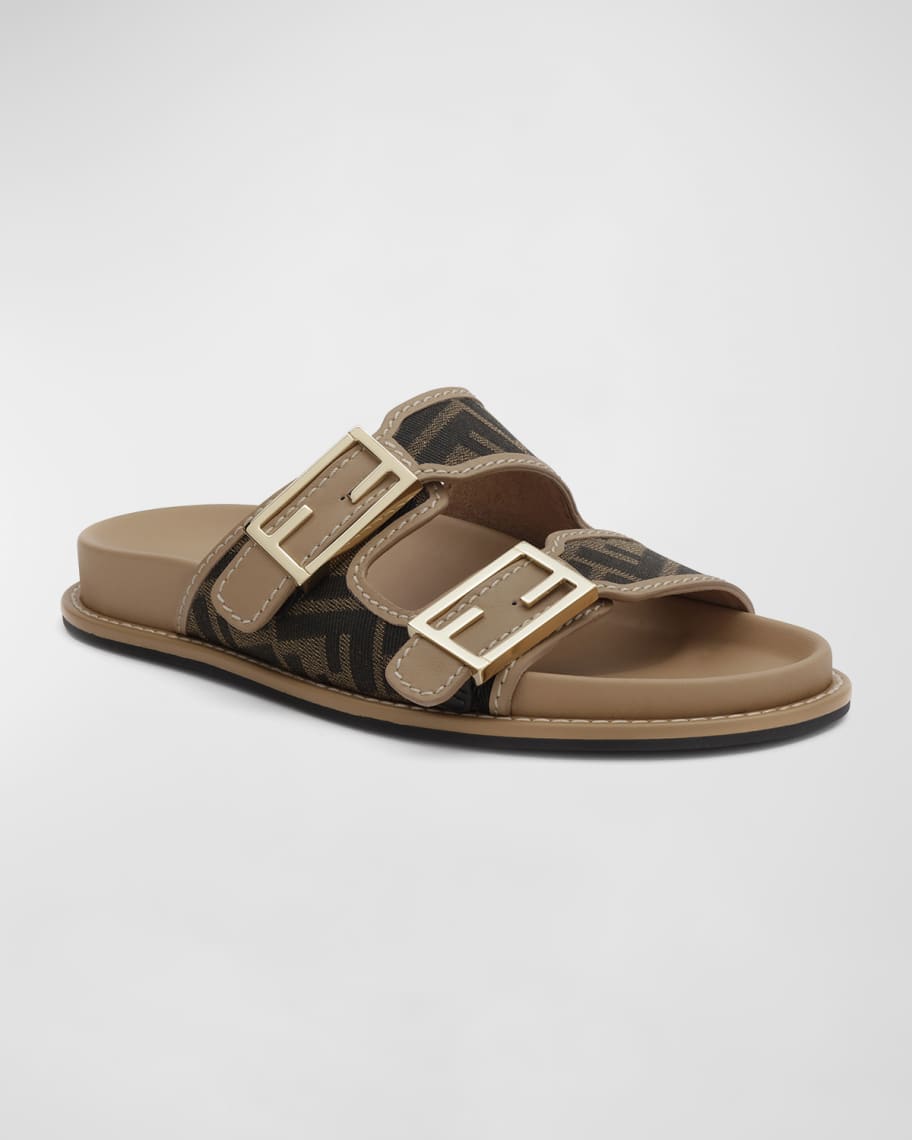 FF Fendi Jacquard Double Buckle Slides