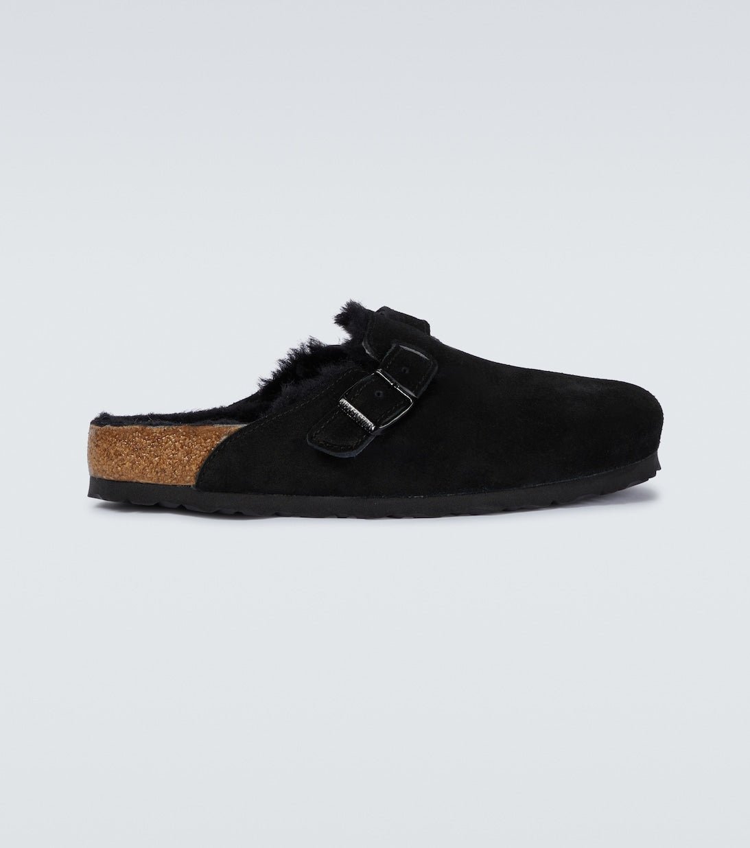 Boston Birkenstock suede mules, black