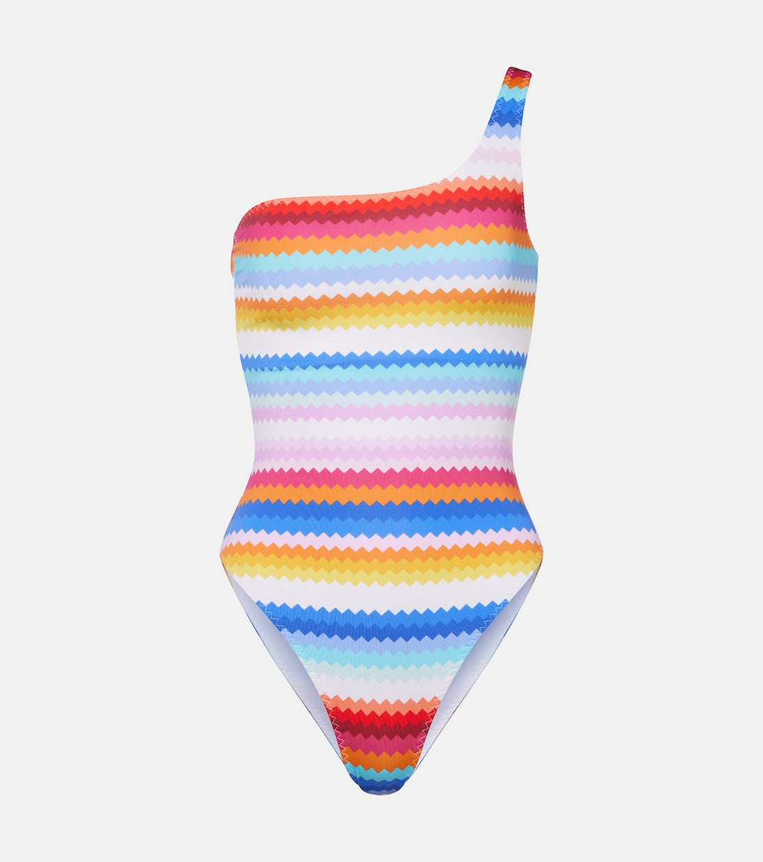 One-shoulder swimsuit with chevron print Missoni Mare, multicolor